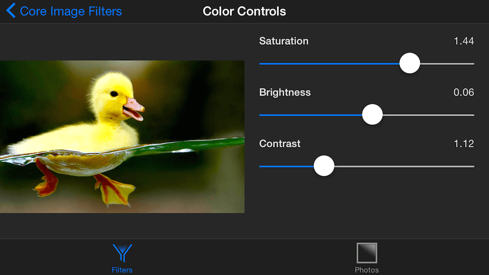 Image being tweaked with the Color Controls filter