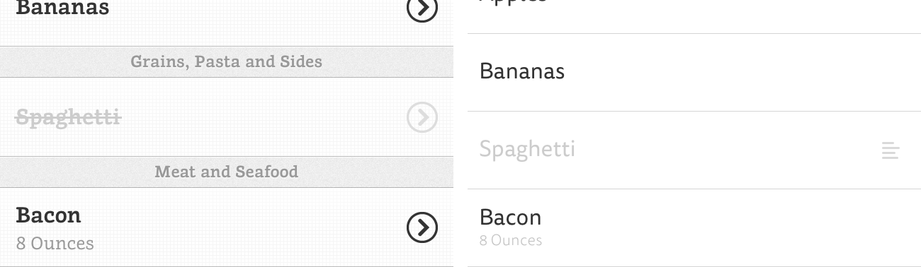 Comparison of the Grocery List and Grocery List 2 fonts