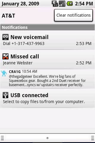 Notifications in Android 1.6