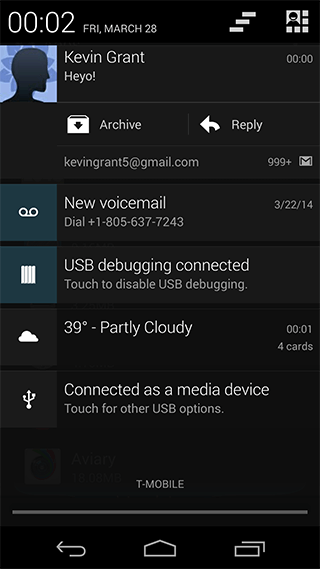 Notifications in Android 4.4