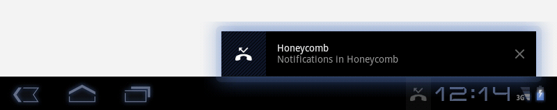 Honeycomb notifications tapping notification