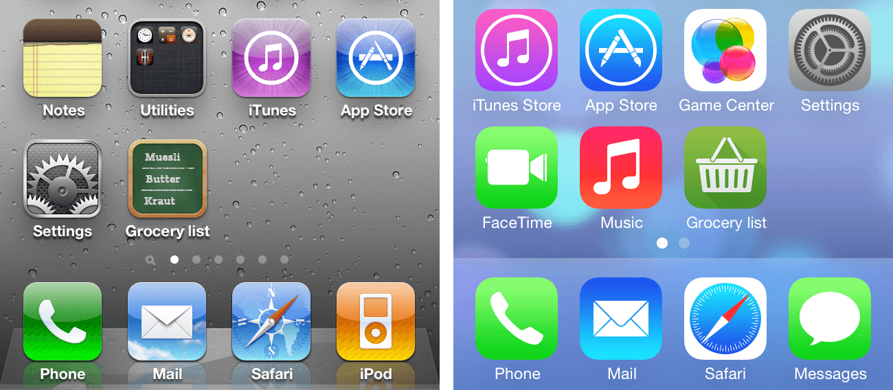 Comparison of the Grocery List and Grocery List 2 app icons